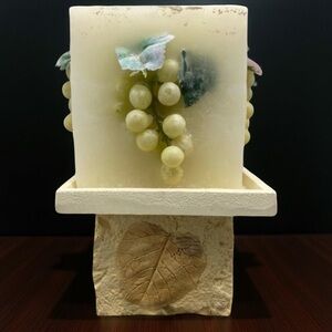 Square Grapes Candle & Holder Pale Yellow